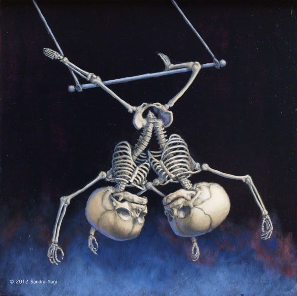 Trapeze Twins, oil on panel, 12 x 12, 2012